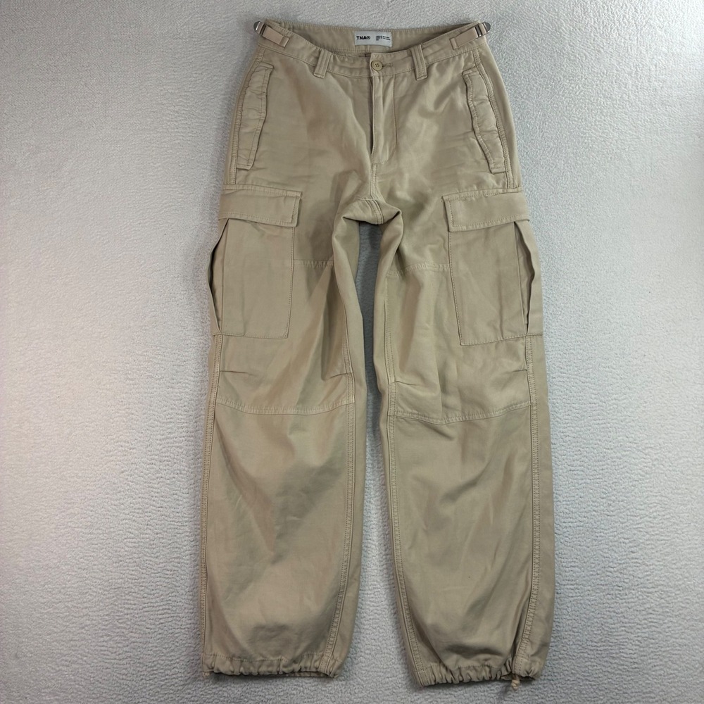 TNA Cargo Pants Women 00 26x29 Tan Aritzia Surplus Division Adjustable Jogger